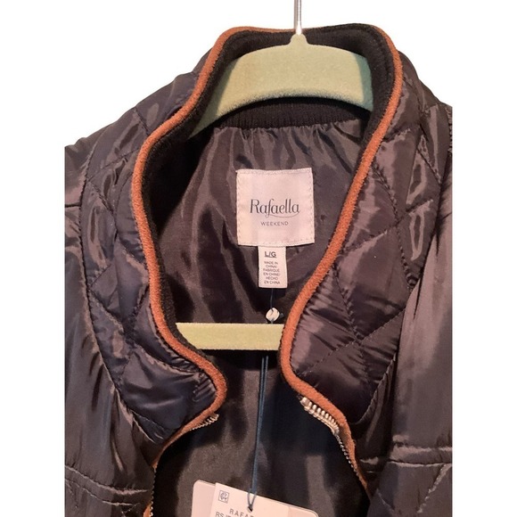 Rafaella Weekend Puffer Vest Women Size L Black Sleeveless Zip-Up 100% Polyester - Picture 3 of 6